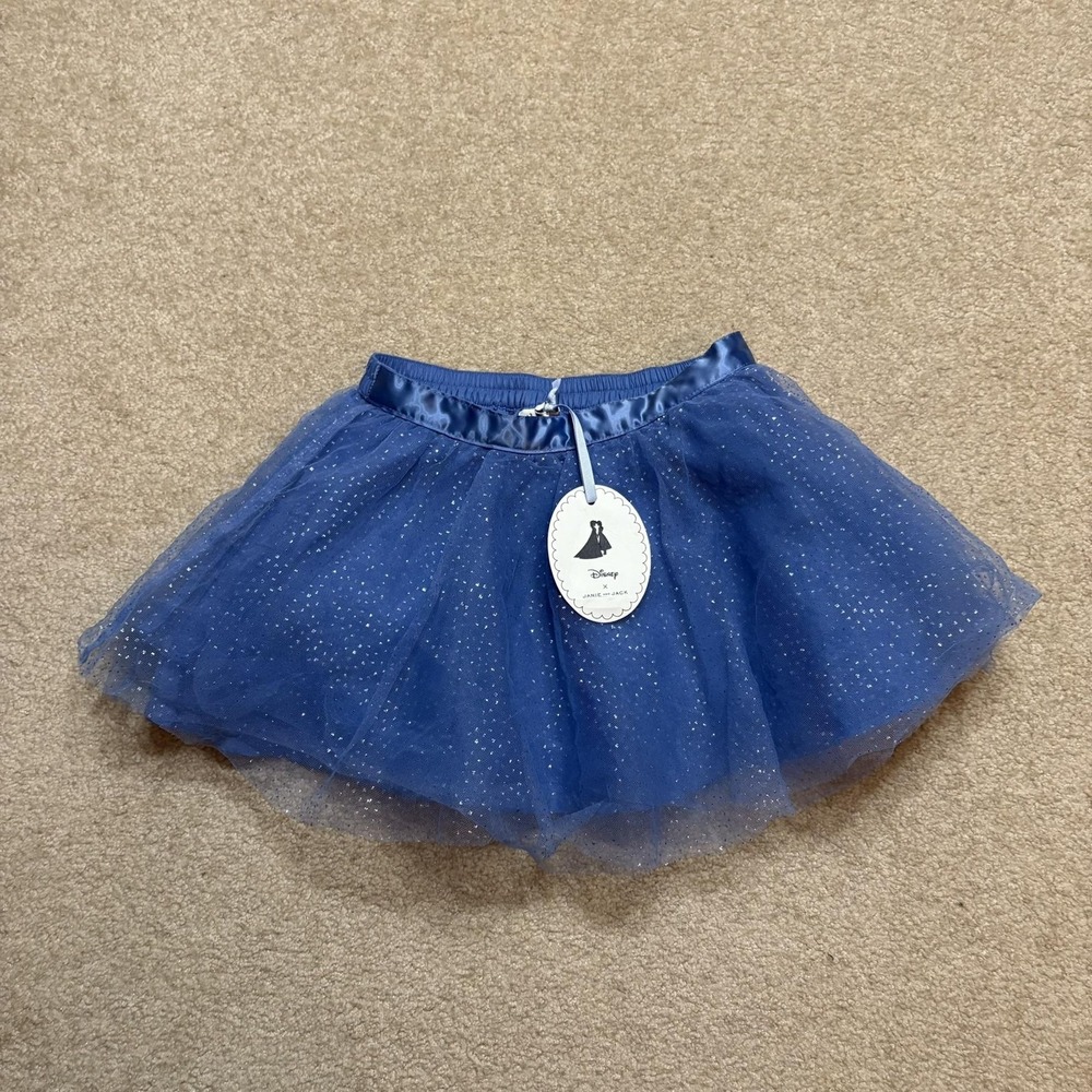 NWT Disney X Janie And Jack Tutu Skirt Girls 4‎ Blue Tulle Glitter Frozen Party
